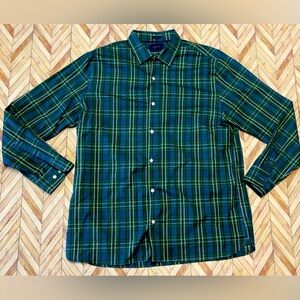 Fairlane Regular Non-Iron Stretch Mens Long Sleeve Button Down. Plaid. XL